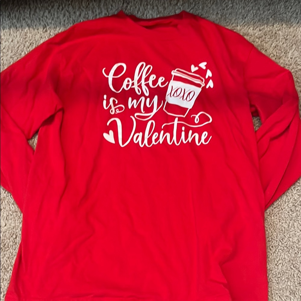 Glanshirt Red Long Sleeve Tee - Coffee is My Valentine